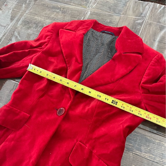 LUIGI BORRELLI women’s One Button Red Velvet Blazer Jacket Size 8 - Picture 3 of 8